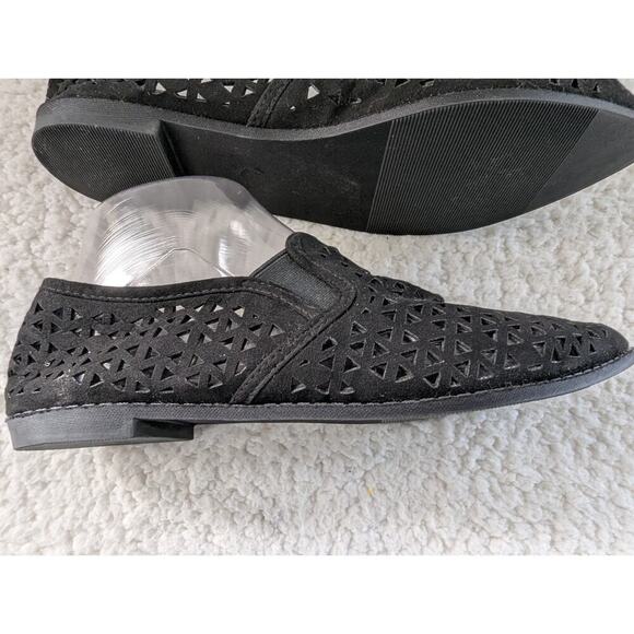 Qupid Shoes Women 7M Black Berta Slip On Summer Classic Loafers Open weave - Picture 5 of 7